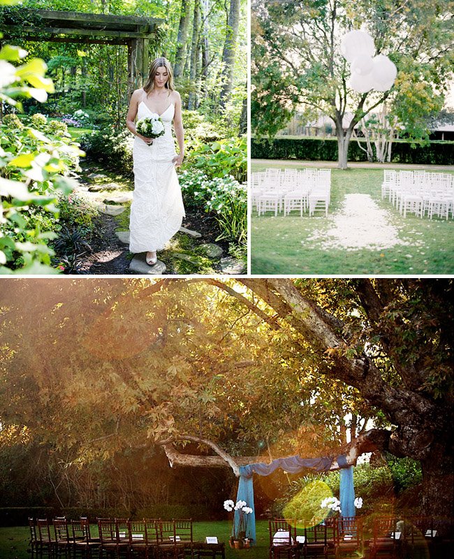 You can use petals for your aisle or line it with plants backyard wedding