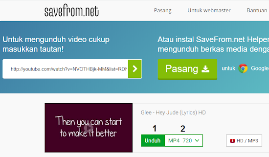 unduh youtube dengan memilih format