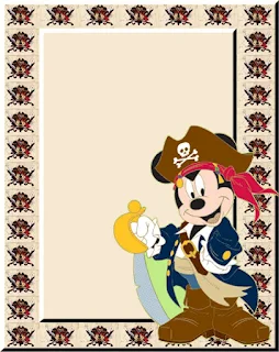 Mickey Mouse Pirate Free Printable Invitations, Labels or Cards.