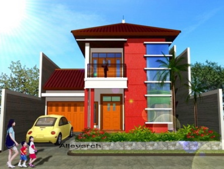 Contoh rumah minimalis warna orange