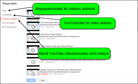 Blogger video ekleme