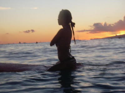 beach girl sunset