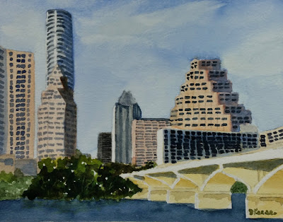 Austin from Palmer Events Center - Watercolor - John Keese