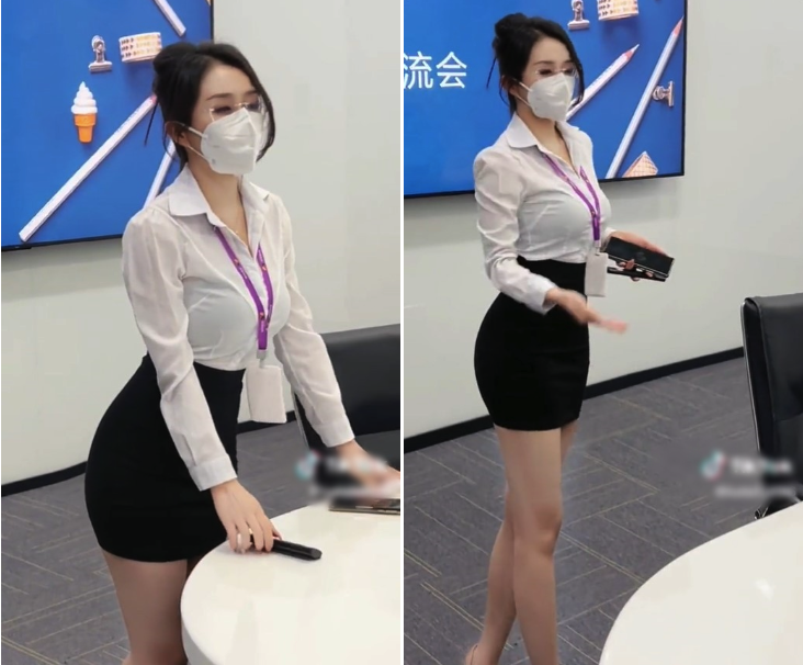 Nữ công sở Trung Quốc diện áo sơ mi, váy mini jupe khoe dáng đi làm