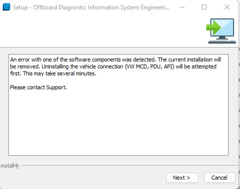 VXDIAG ODIS-E 17 Error with Software Components