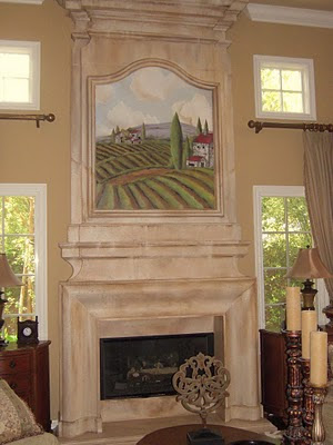 wall murals - Tuscany Wall Wallpaper in your Kitchen's fireplace