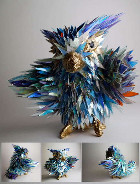 Amazing Animals Sculptures Made from Shattered CDs