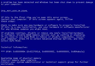 penyebab blue screen