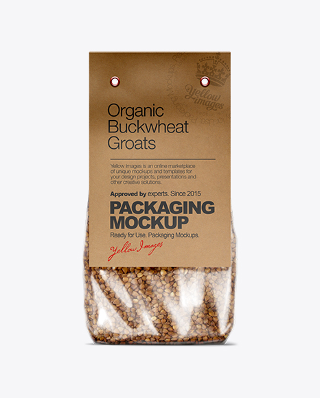 Download Clear Plastic Bag with Kraft/Black Carton Label Mockup