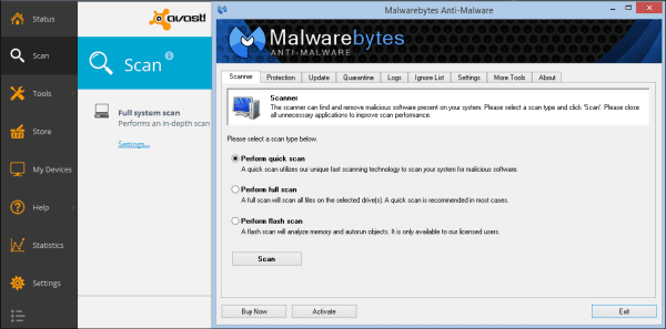 برنامج Avast مع برنامج Malwarebytes لحماية افضل
