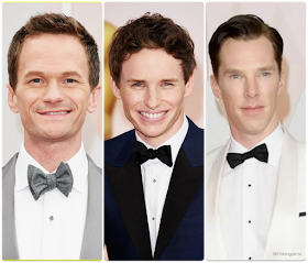 Neil Patrick Harris, Eddie Redmayne, Benedict Cumberbacht Oscars 2015 bow tie pajarita elegancia estilismo carpeta roja red carpet