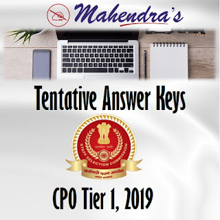 SSC CPO Tier 1 Tentative Answer Keys 2019 Out