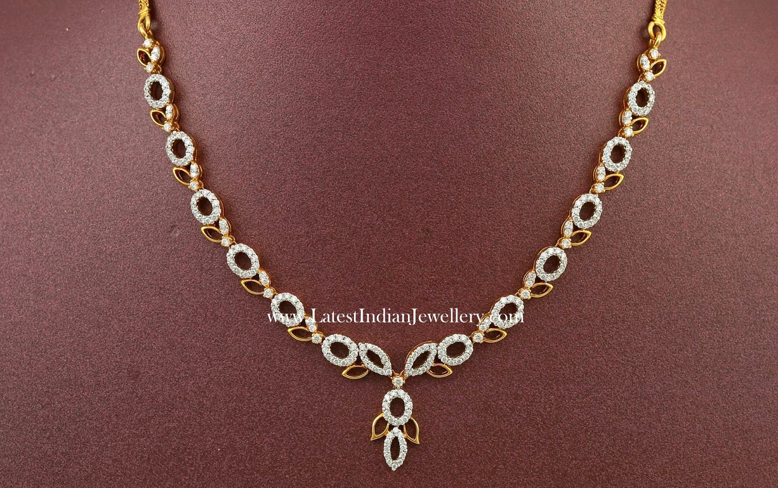 Simple and light weight latest Indian diamond necklace designs in ...