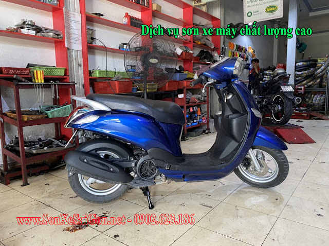 Sơn xe Yamaha Nozza màu xanh candy cực đẹp