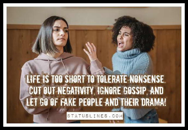 Life is too short to tolerate nonsense. Cut out Negativity, ignore gossip, and let go of fake people and their drama!
