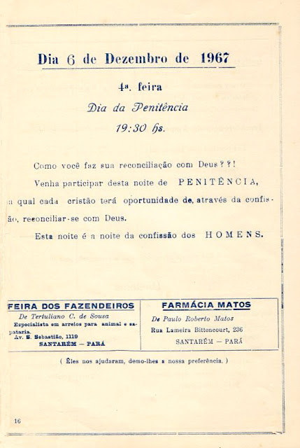 PROGRAMA DA FESTA DE NOSSA SENHORA DA CONCEIÇÃO - 1967 - PAG 16