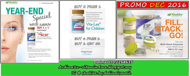 Promo SHAKLEE YES DEC 2016. Collagen Powder, Carotomax, Vitalea for Children, Women Health (Pranatal, Postnatal, Gorgeous, Amazing Golden), Detox, Immune Set