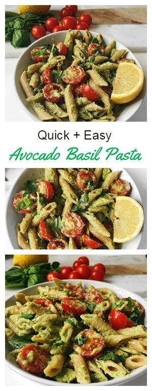 Quick and Easy Basil Avocado Pasta RecipePasta Recipe! #healthy #pasta #glutenfree #vegan #sauce #dairyfree #avocado #basil #lemon #dinner #lunch #quick #easy #recipe