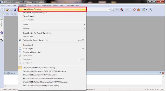 Keil uVision 4 Project Menu Option