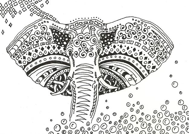 Elephant  Zentangle  Source  Adult Coloring Book Fair Sketch  Templates On Hard Coloring Pages 