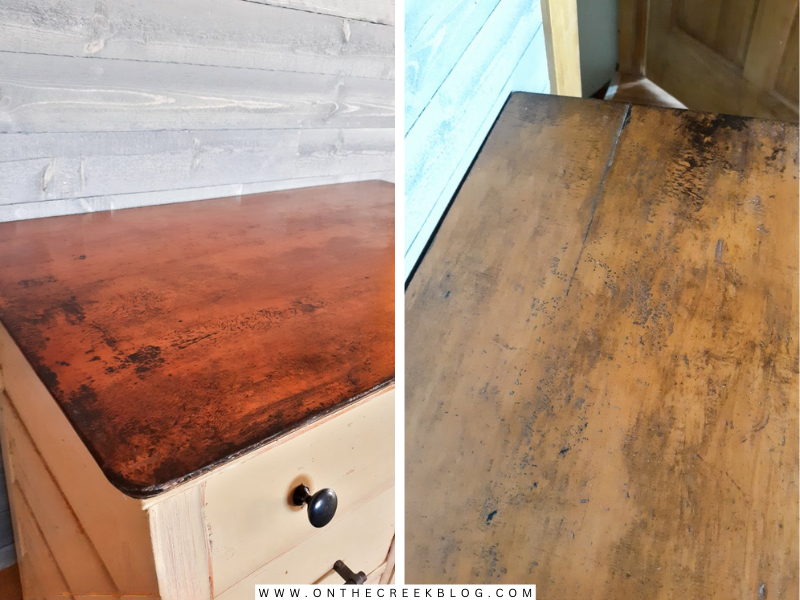 Rustic and primitive wash stand makeover by Tiff, featuring a chippy white finish with imperfections, adding character and charm. | on the creek blog // www.onthecreekblog.com