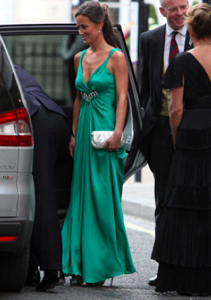 For the evening Pippa opted for a jewelcoloured Temperley London gown
