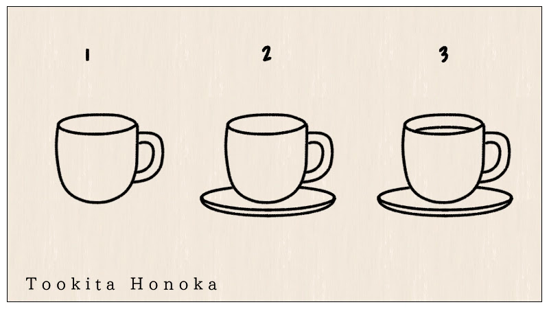 簡単かわいい コーヒーカップのイラストの描き方 手書き ボールペン 手帳用 遠北ほのかのイラストサイト 簡単かわいい コーヒーカップのイラストの描き方 手書き ボールペン 手帳用 遠北ほのかのイラストサイト