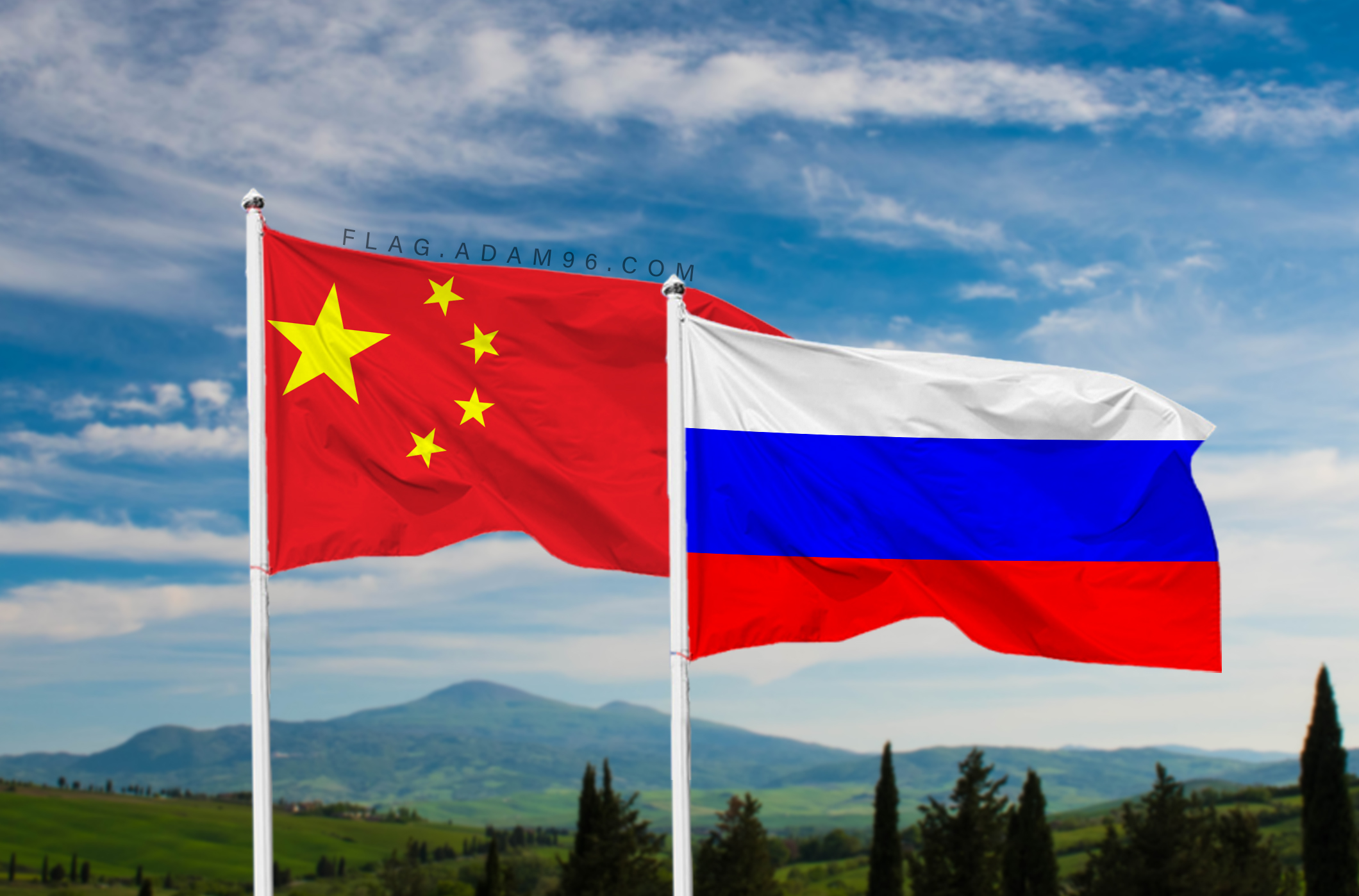 تحميل علم الصين وروسيا خلفية اعلام العالم بدقة عالية China and Russia