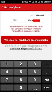 Verifikasi no. handphone secara otomatis di Cashtree