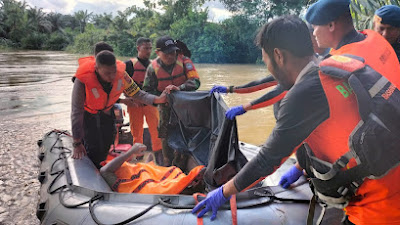 Brimob dan Tim Berhasil Temukan Korban Tenggelam di Sungai Bayeun Aceh Timur