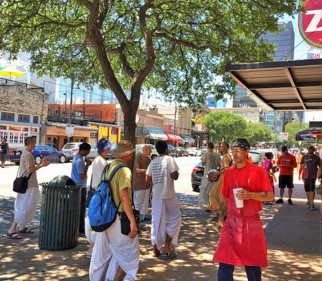 Sankarshan Das Chanting Hare Krishna on 6th Street  Austin, Texas