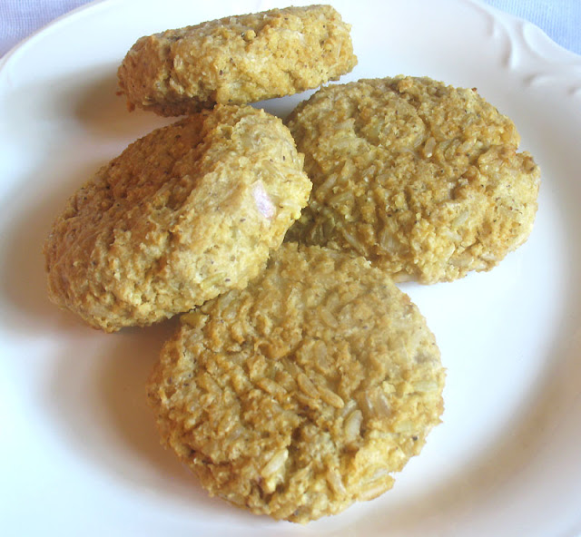 Millet as well as Brown Rice Patties alongside Tahini as well as Tamari