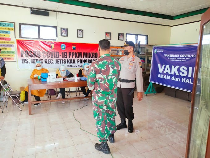 Kapolsek Jetis Cek Dan Monitoring Pelaksanaan Percepatan Vaksinasi Covid-19 di Wilayah Hukum Polsek Jetis
