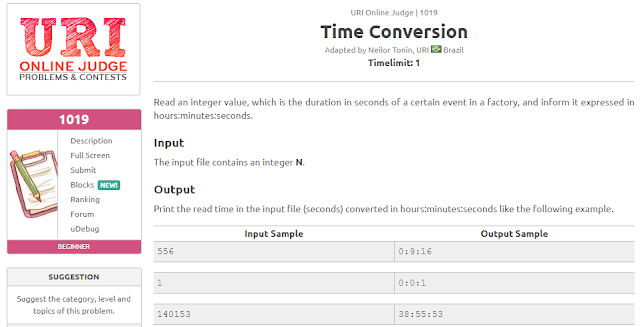 URI 1019 Time Conversion Solution in C++