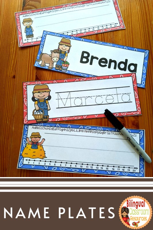 Name Plates l Editable Name Plates in Spanish l Freebie l Farm