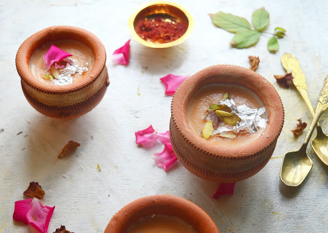 Kesar Phirni | Saffron Flavored  Rice Pudding | Indian Dessert