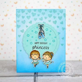 Sunny Studio Stamps: Cascading Hearts Tiny Dancer Happy Birthday Princess Card by Lexa Levana