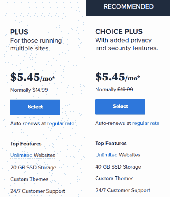 Bluehost Plus Plan vs Choice Plus Plan