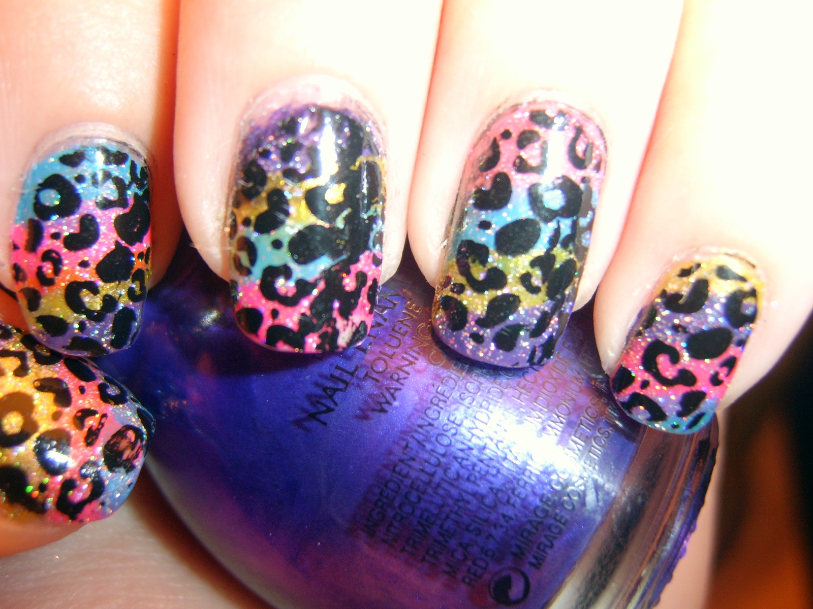 Rainbow leopard nails