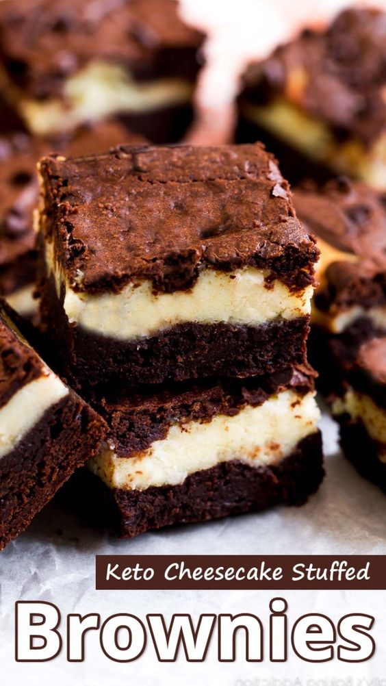 Keto Cheesecake Stuffed Brownies