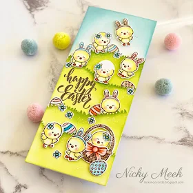 Sunny Studio Stamps: Chickie Baby Eyelet Lace Border Dies Easter Card by Nicky Meek