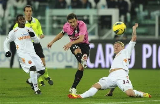 Juventus forward Alessandro Del Piero scores a goal during a Coppa Italia game against AS Roma