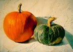 questa opera d'arte di alessia delvecchio è una natura morta che si intitola tu ed io e rappresenta due zucche, this work of art by alessia delvecchio is a still life which is titled you and me and represents two pumpkins