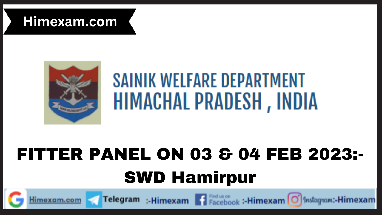 FITTER PANEL ON 03 & 04 FEB 2023:-SWD Hamirpur
