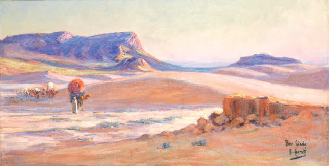 Caravane à Bou-Saâda - Edouard Herzig (Français - 1860-1926) - Huile sur toile - 52 x 100 cm