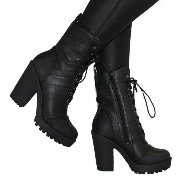 Shop Combat Boots and Military Booties at Heels  - Black Combat Boots With Heels