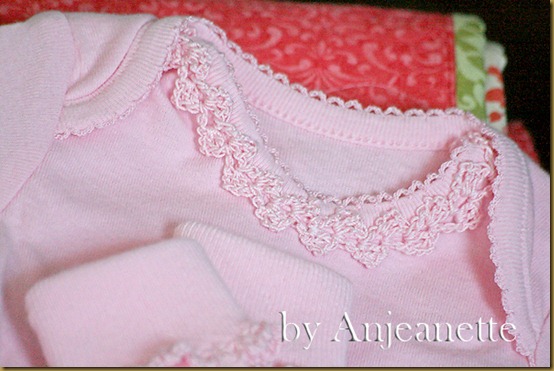 10 crochet trim on onesie