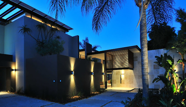 Picture of the house as seen at sunset