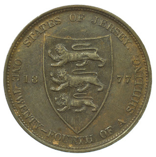 Jersey Coins One Twenty-Fourth of a Shilling 1877 Coat of arms of Jersey