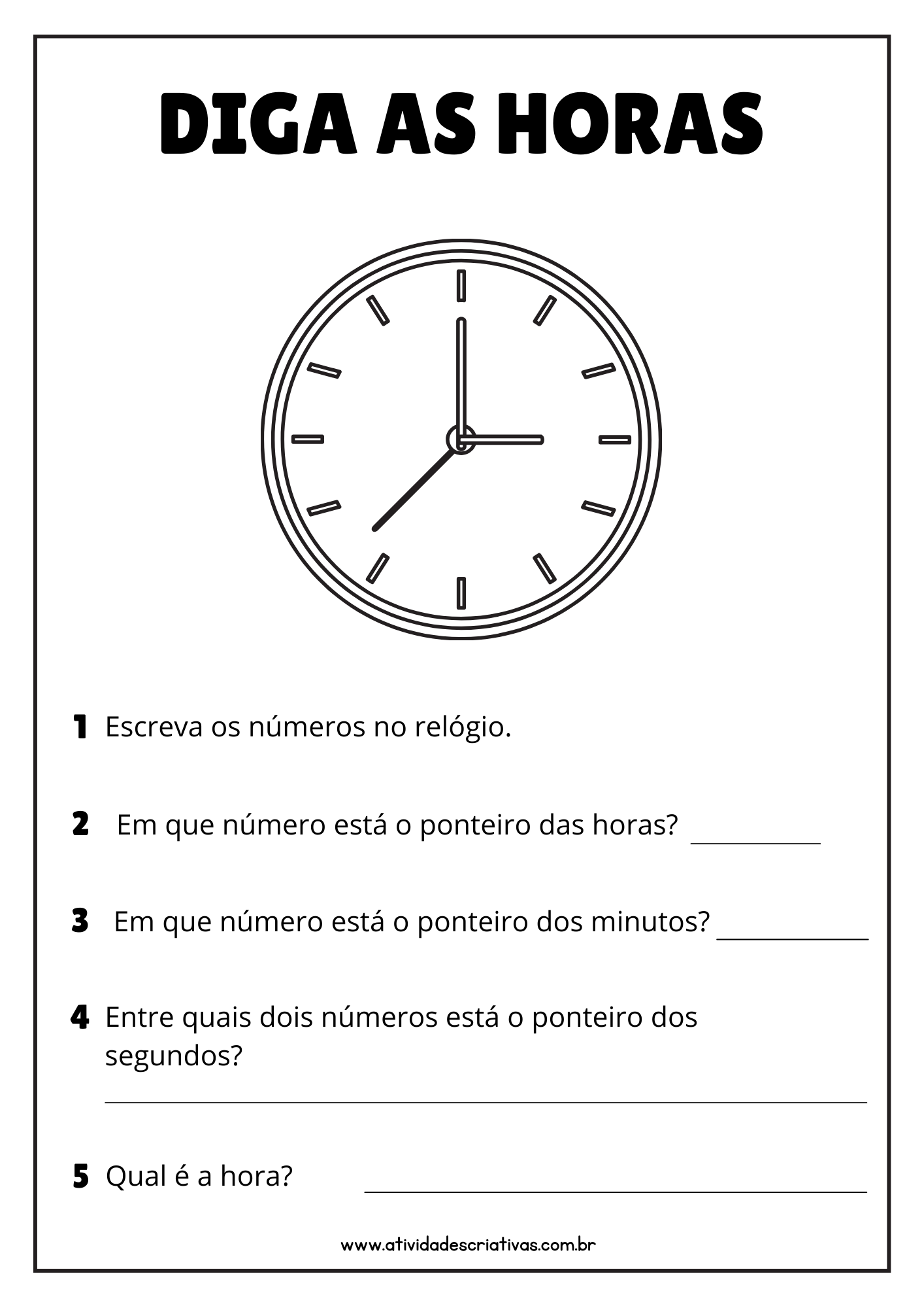 Tarefinhas de casa: Como olhar a hora no relógio analógico